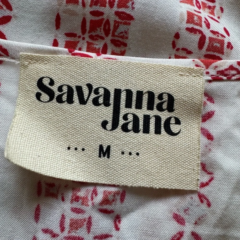 Savanna Jane White Top with Coral Embroidery &Multicolor Accents Size Medium - Picture 8 of 12